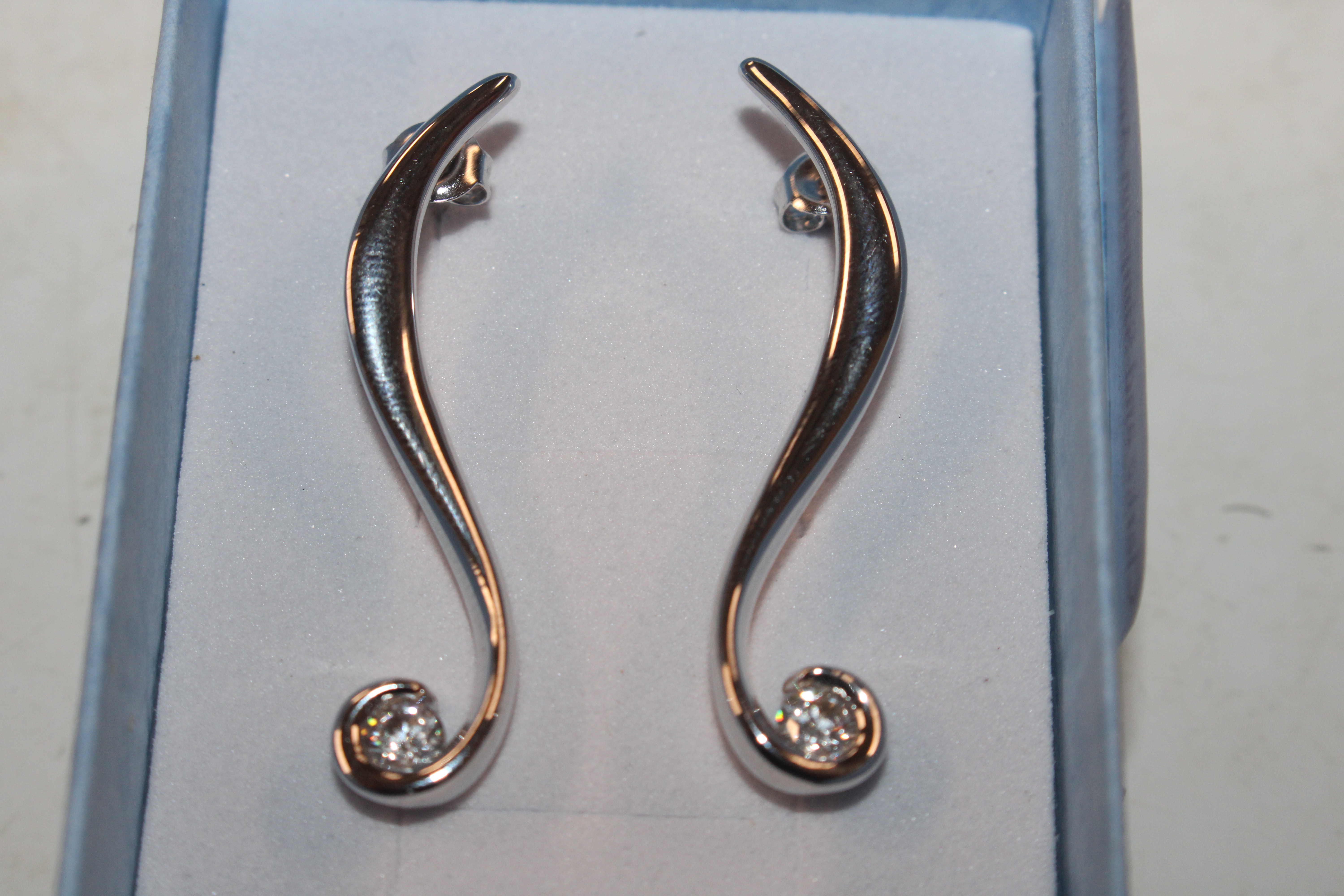 A pair of long Sterling silver and cubic zirconia - Image 2 of 3