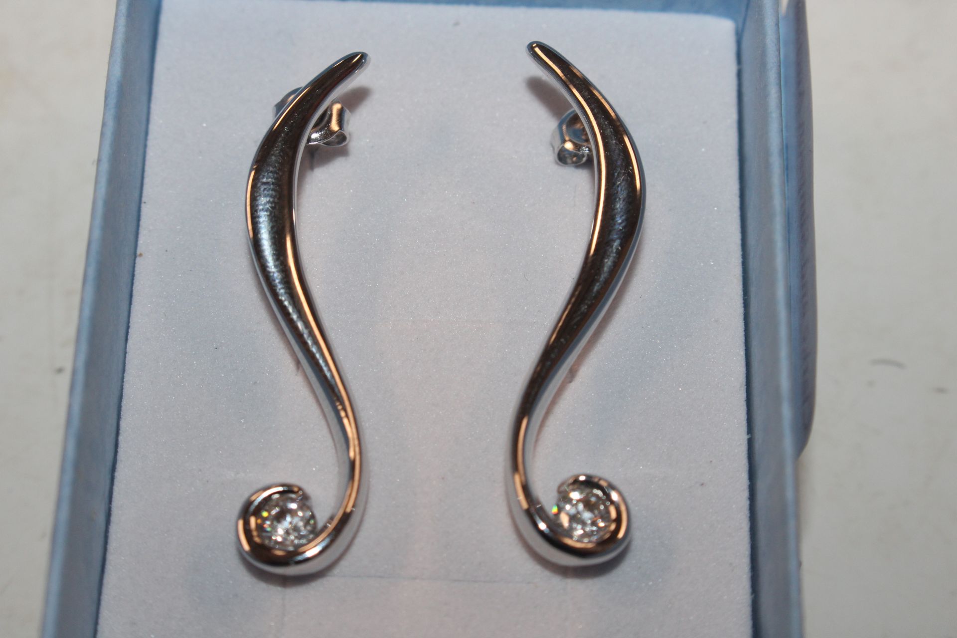 A pair of long Sterling silver and cubic zirconia - Image 2 of 3