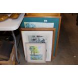 A quantity of framed and glazed prints and waterco