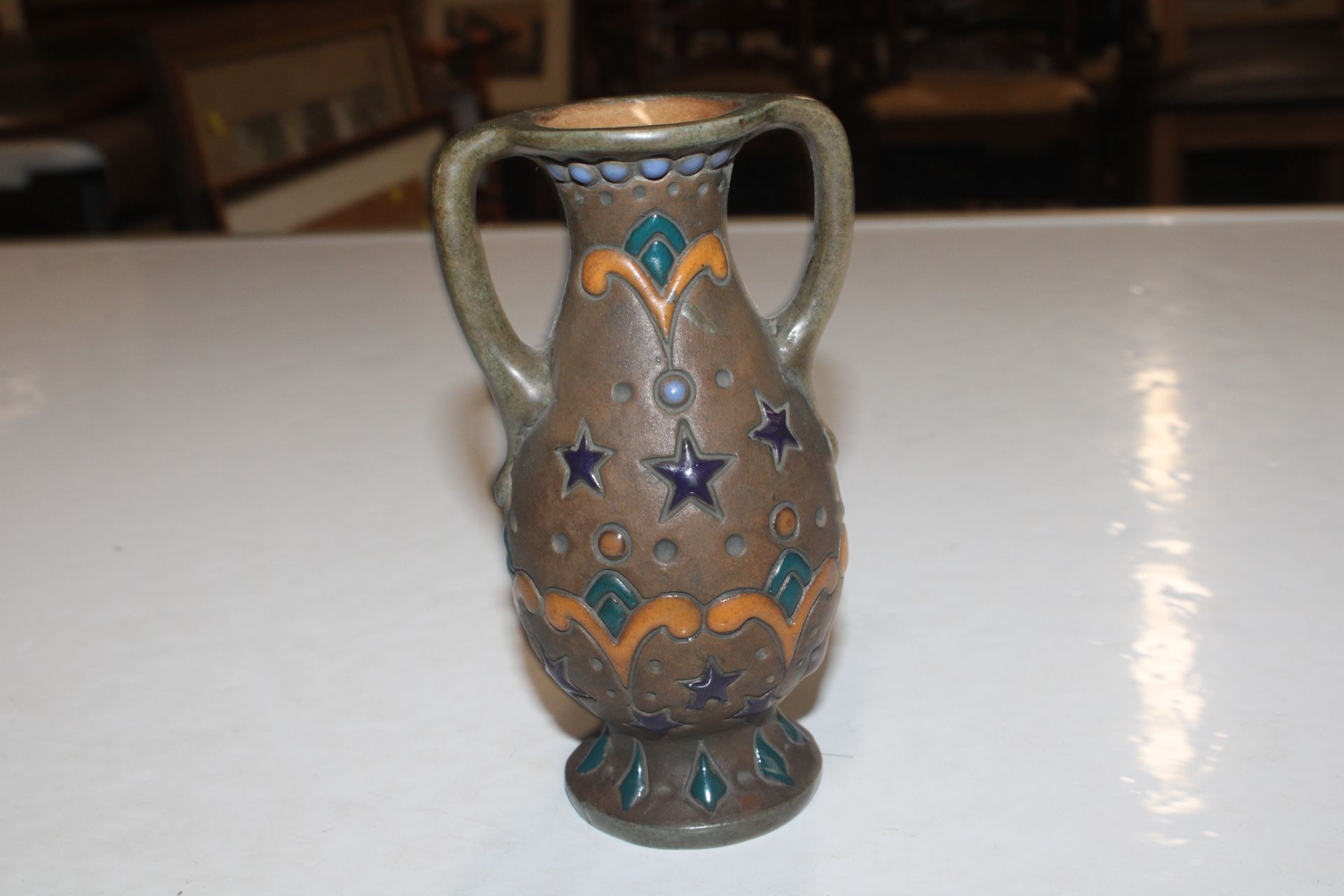 An Austrian pottery twin handled vase decorated wi - Image 5 of 7