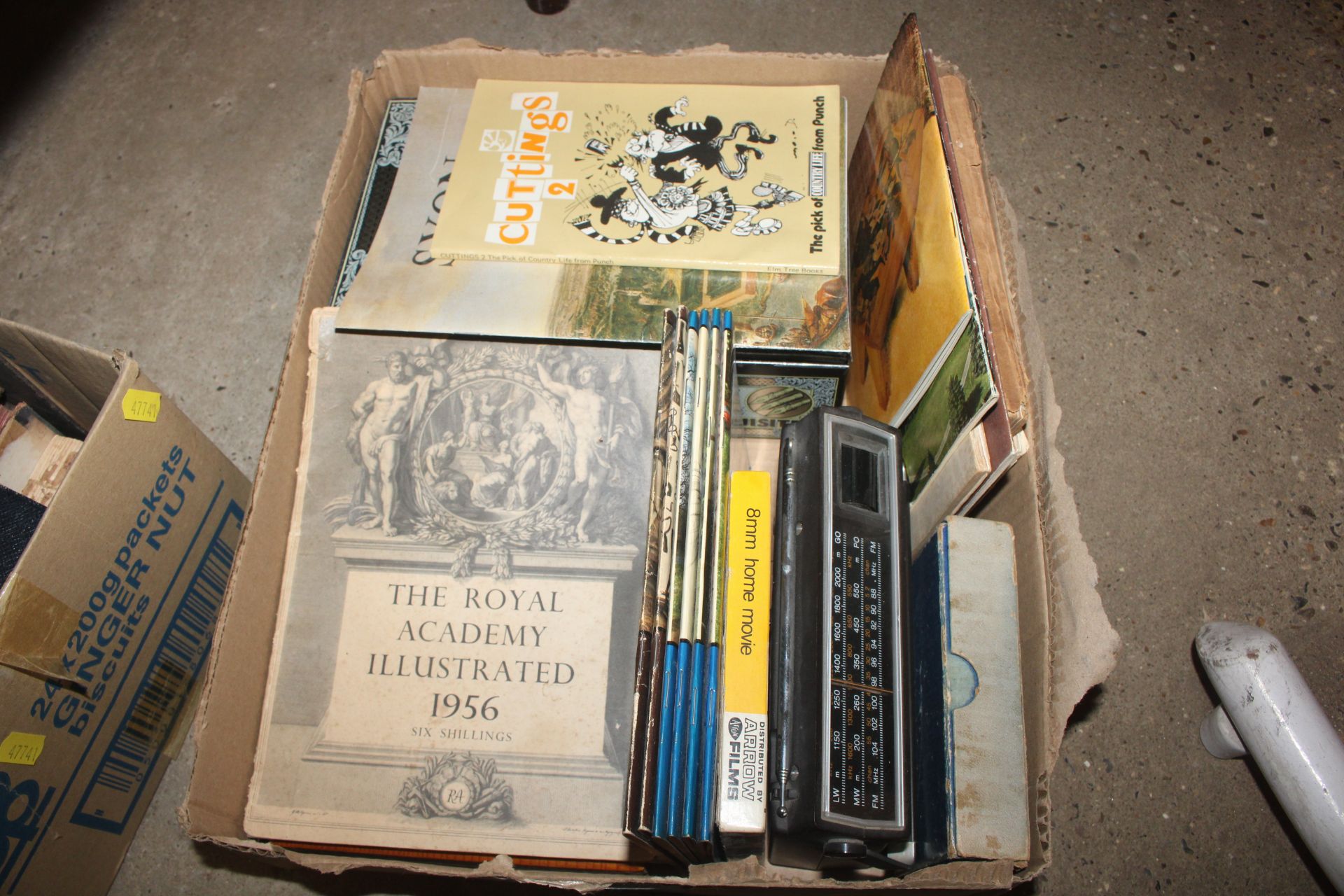 Two boxes of various books to include antique Bibles, postcards, Imperial Quill tin - Image 2 of 30