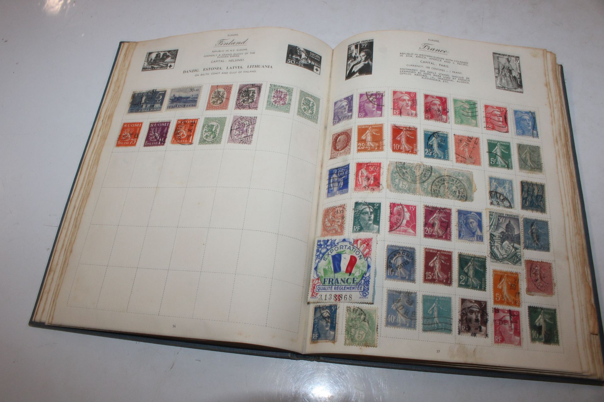 A box containing an album of stamps, various loose - Image 12 of 27