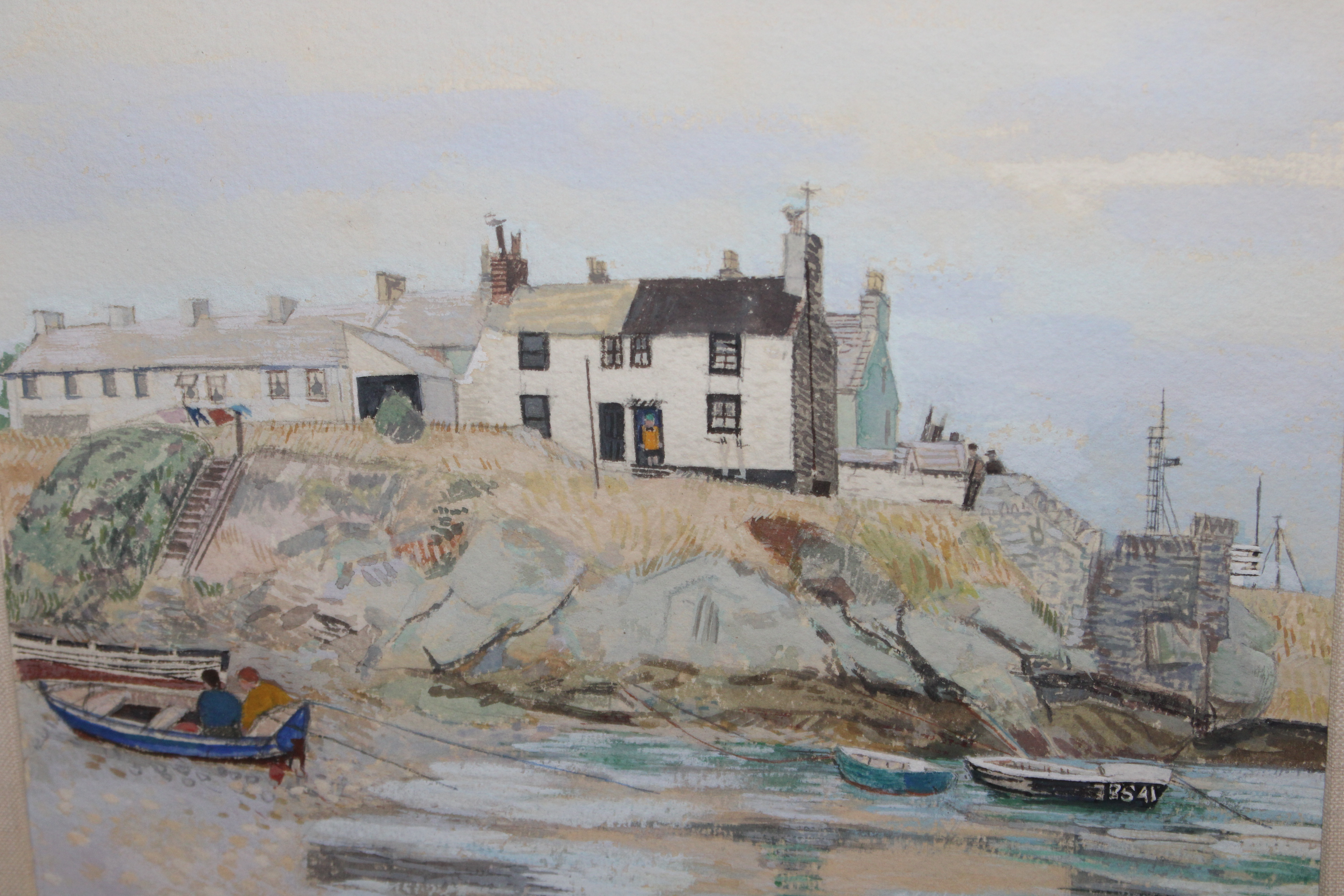 Margaret Shaw, watercolour study of a fishing vill - Image 2 of 3
