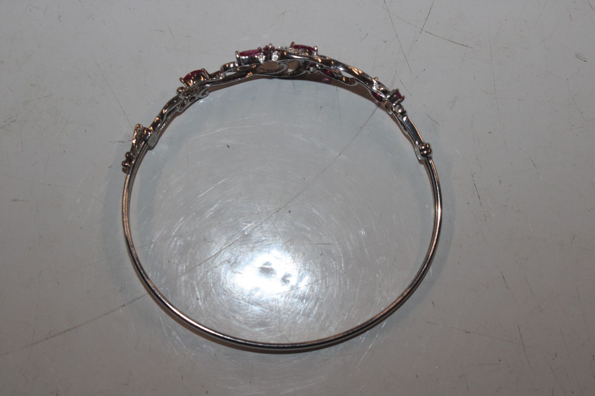 A Sterling silver diamond and tourmaline bangle - Image 3 of 5