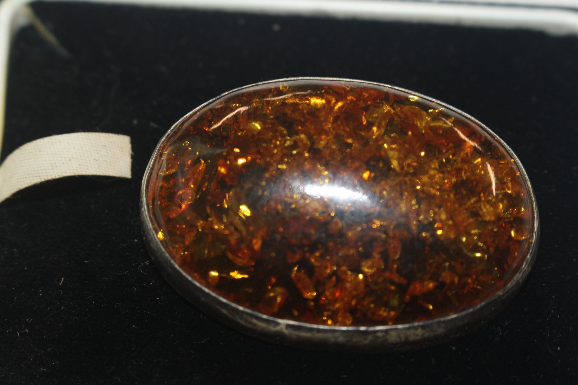 A large Sterling silver and amber brooch, approx. - Image 2 of 4