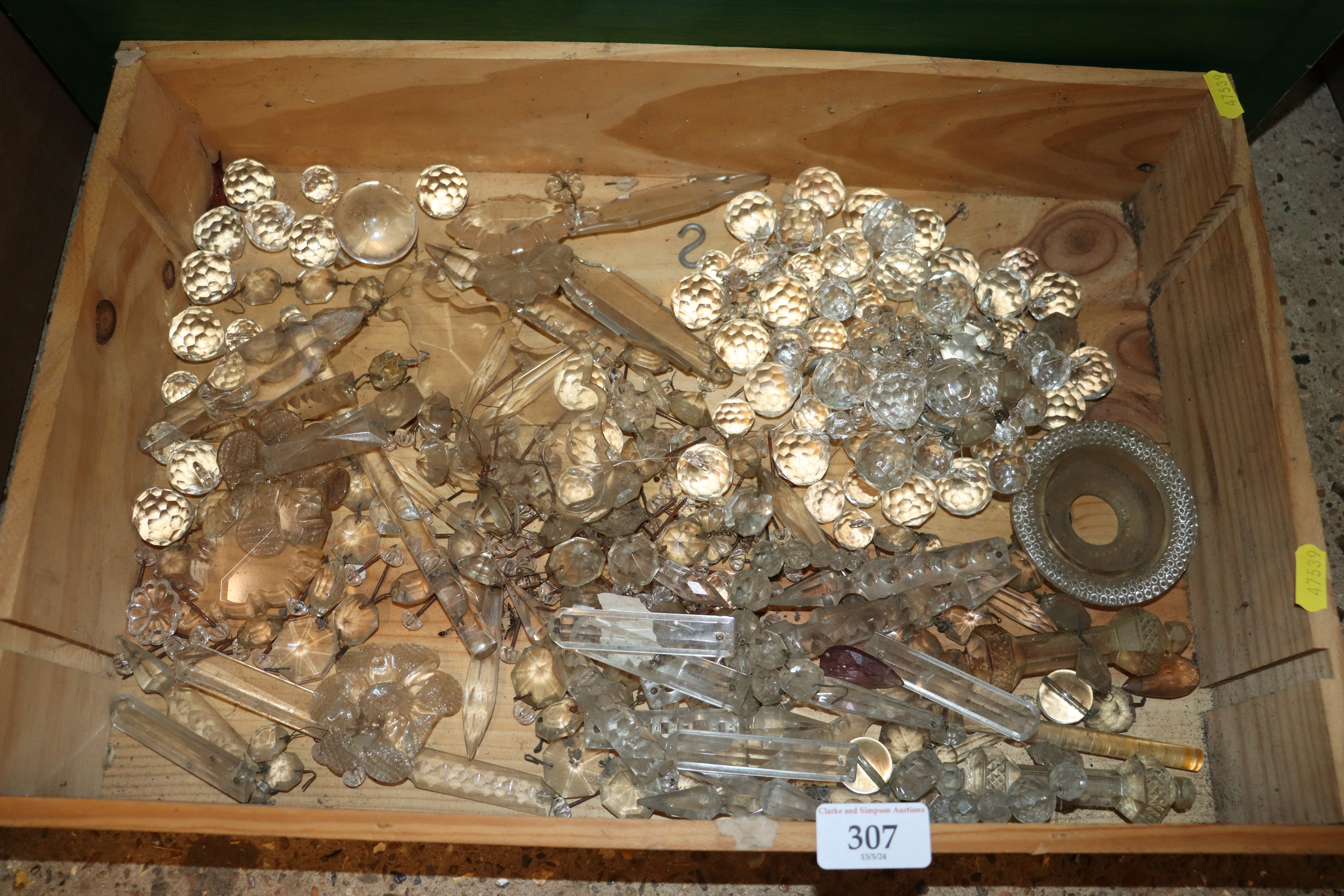 Two boxes of miscellaneous chandelier drops and pa - Image 2 of 4