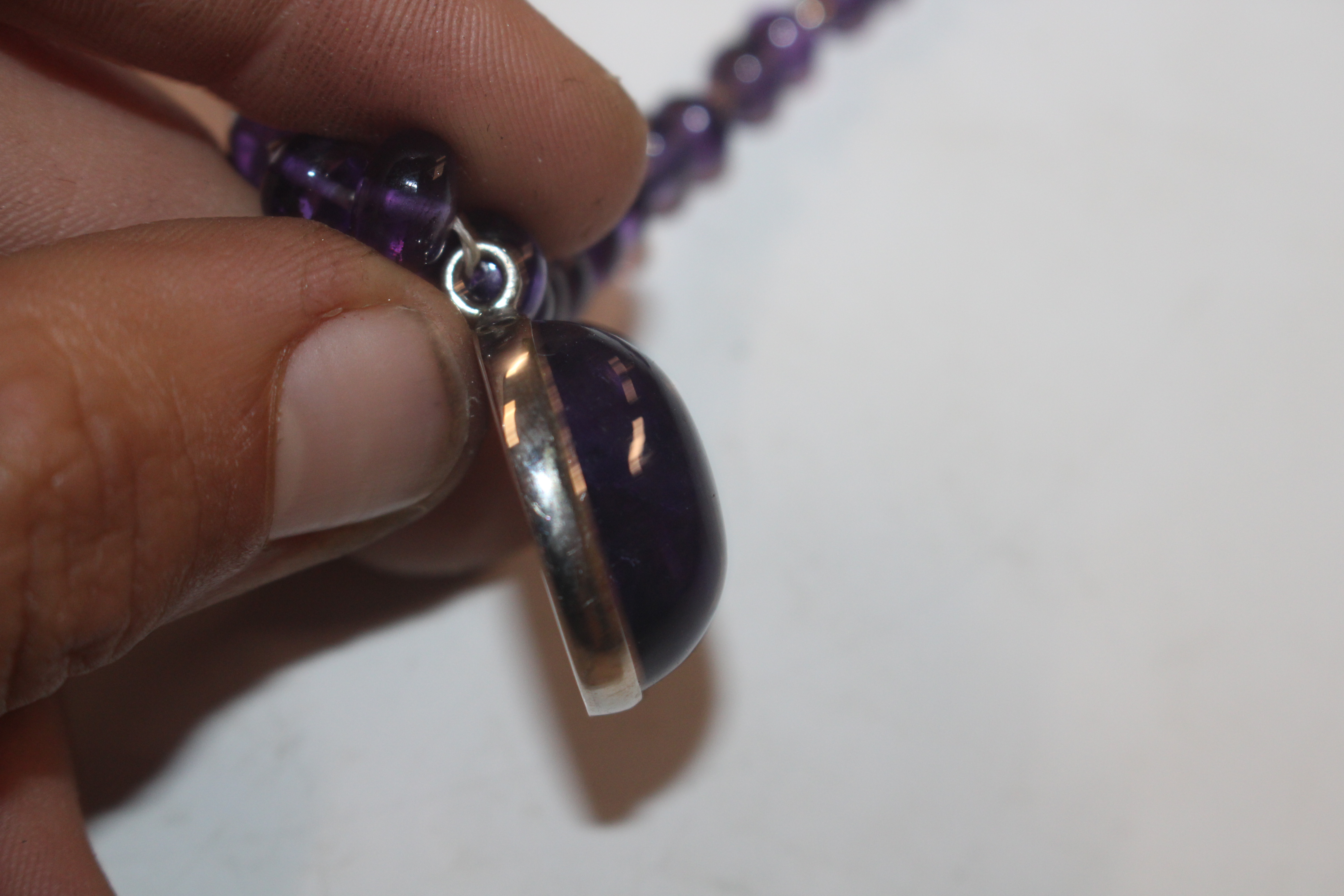 A Sterling silver amethyst set necklace and earrings, approx. 21gms total weight - Image 6 of 8