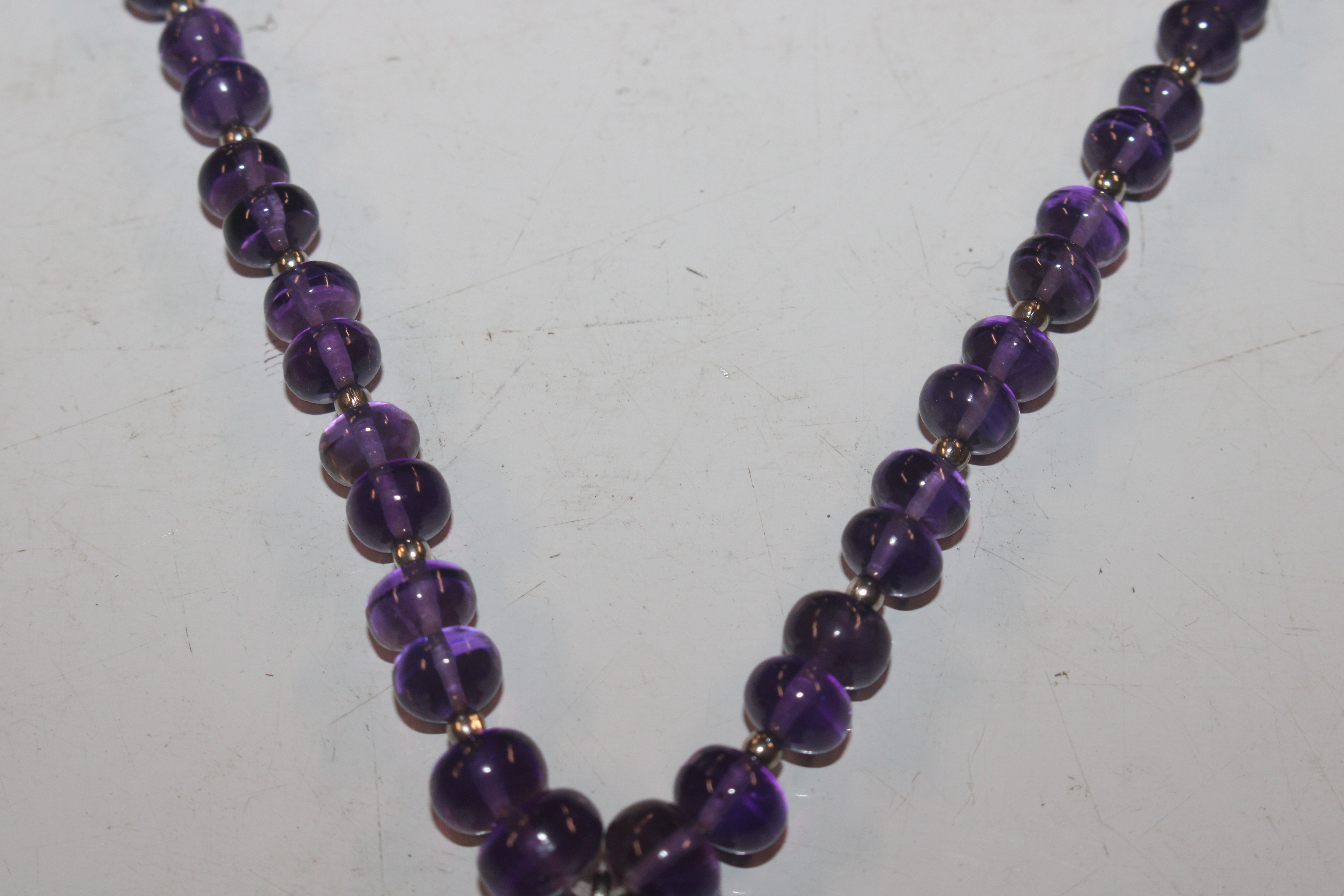 A Sterling silver amethyst set necklace and earrings, approx. 21gms total weight - Image 3 of 8