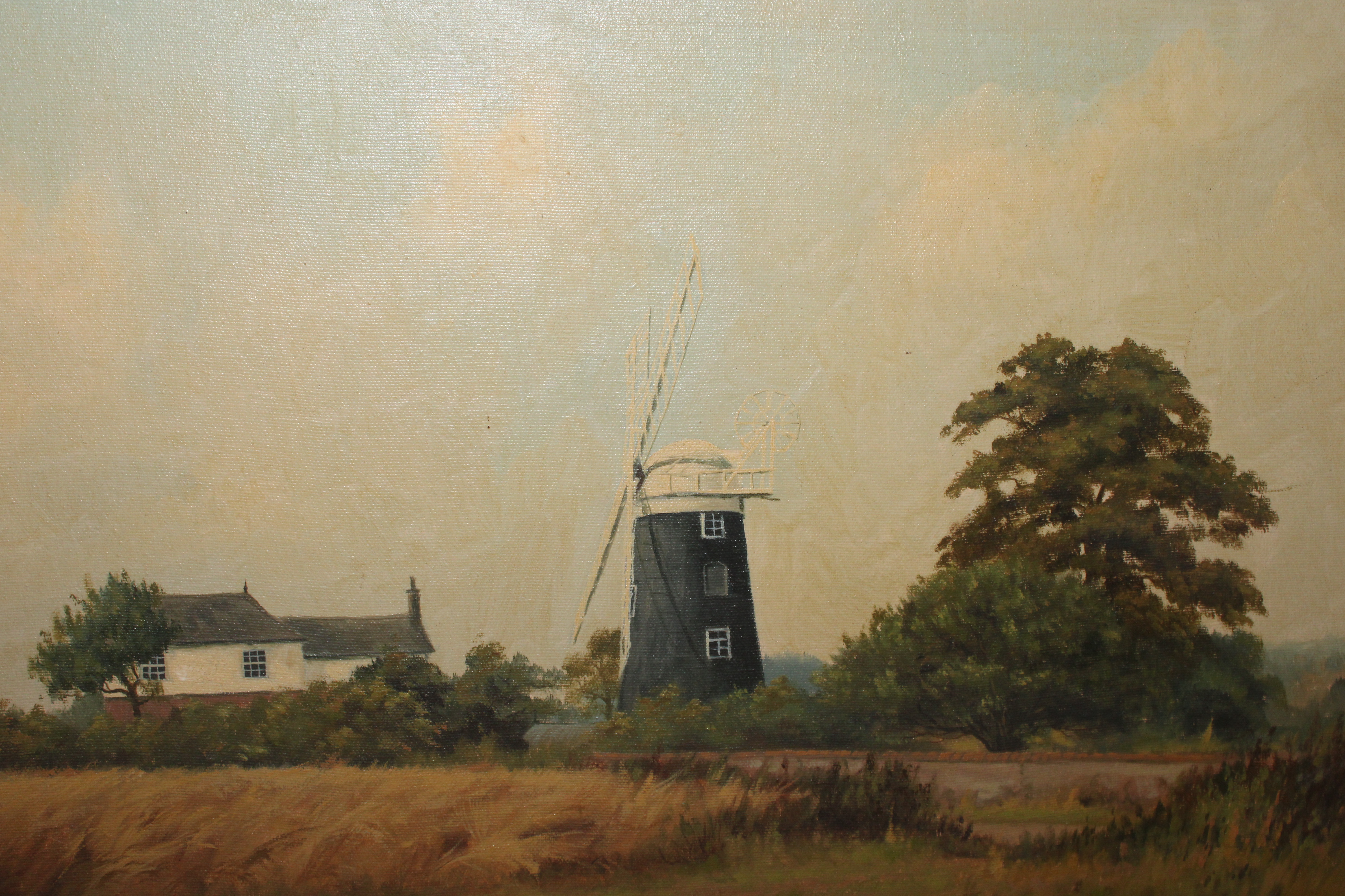 James Wright, oil on canvas, rural scene with wind - Image 2 of 3