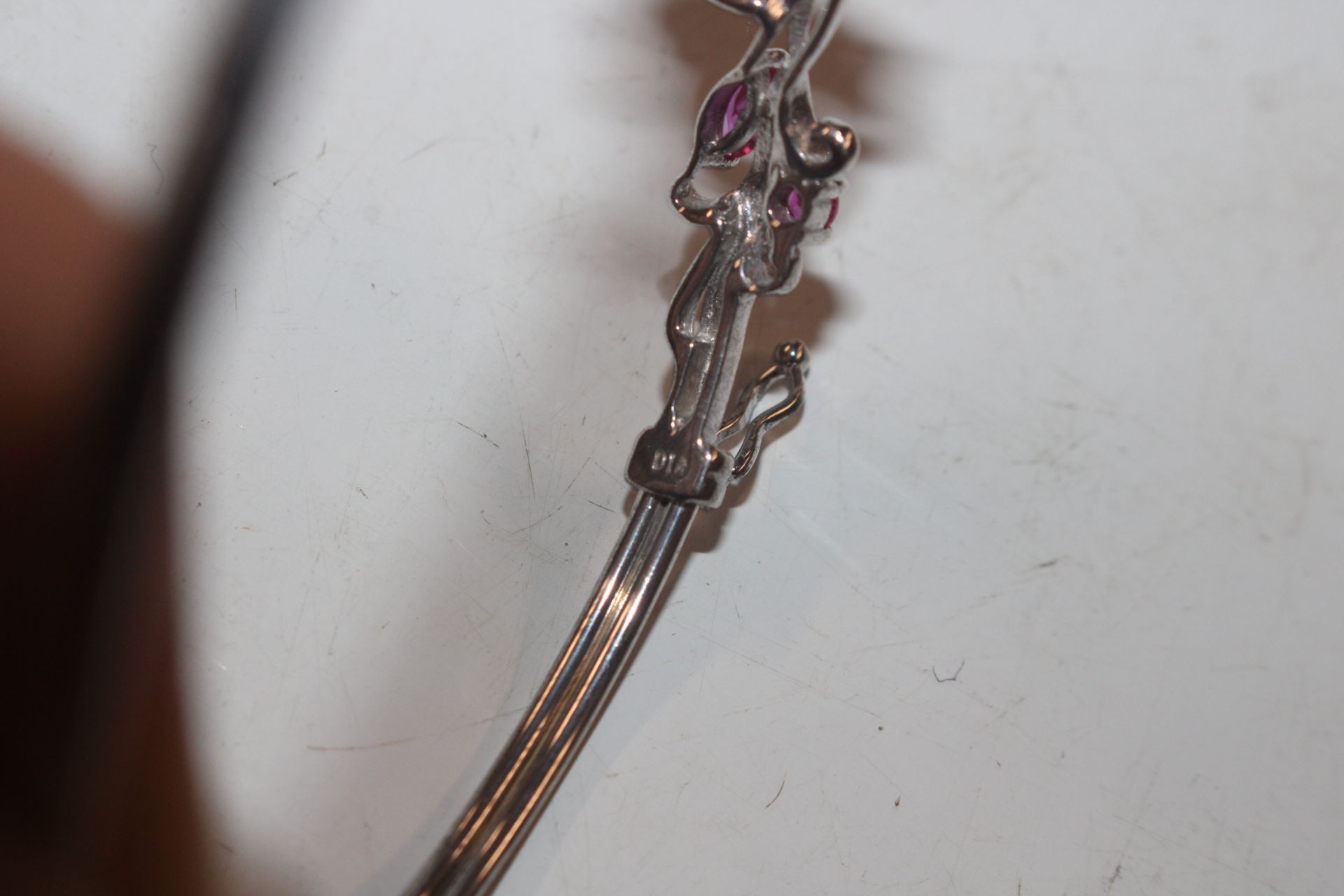 A Sterling silver diamond and tourmaline bangle - Image 4 of 5