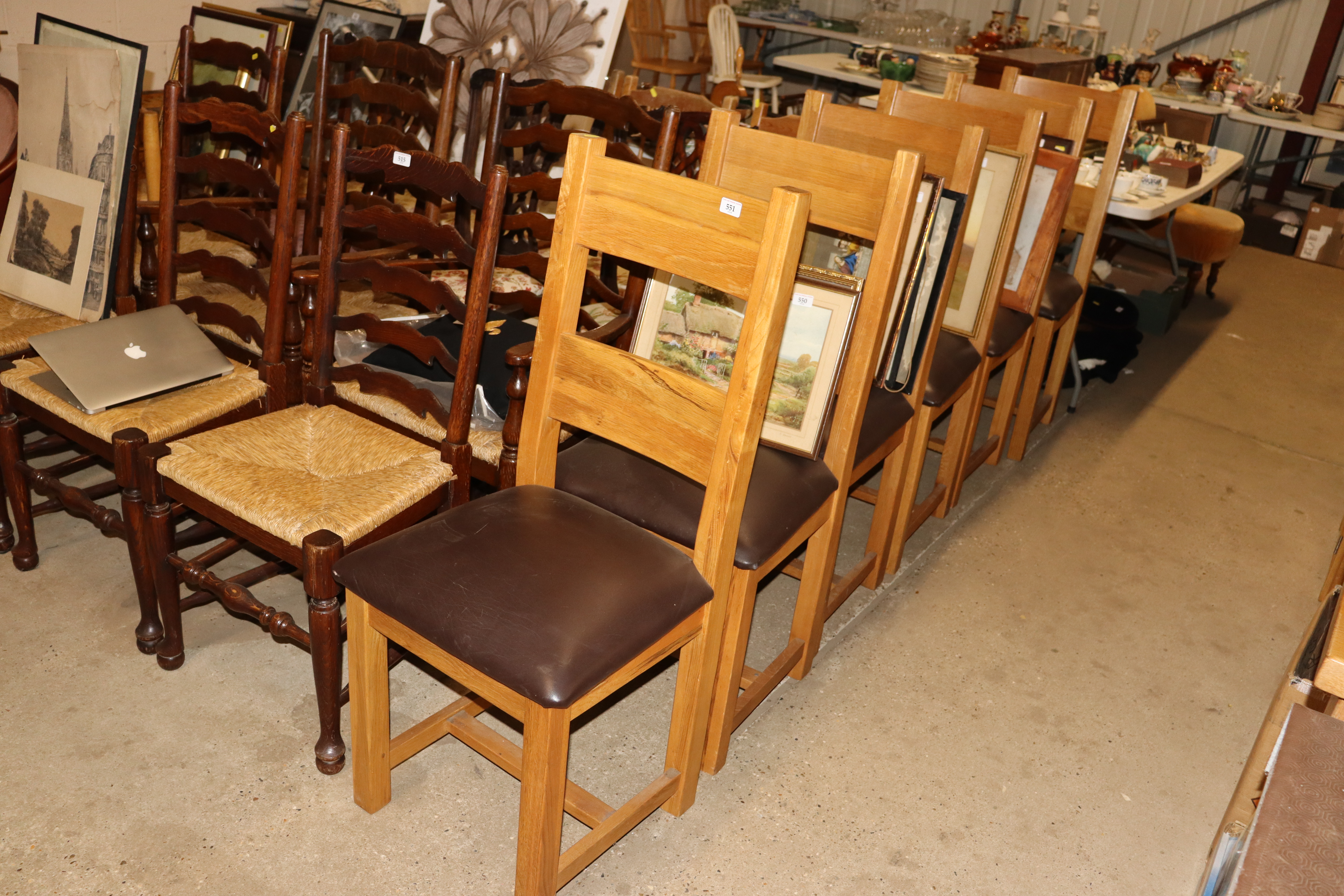 An extending oak dining table and six matching cha - Image 2 of 2