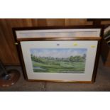 A Judy Mattin watercolour depicting a golf course