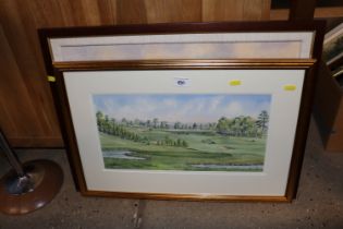 A Judy Mattin watercolour depicting a golf course