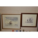 Alan Stark, watercolour of sailing vessels and Ala