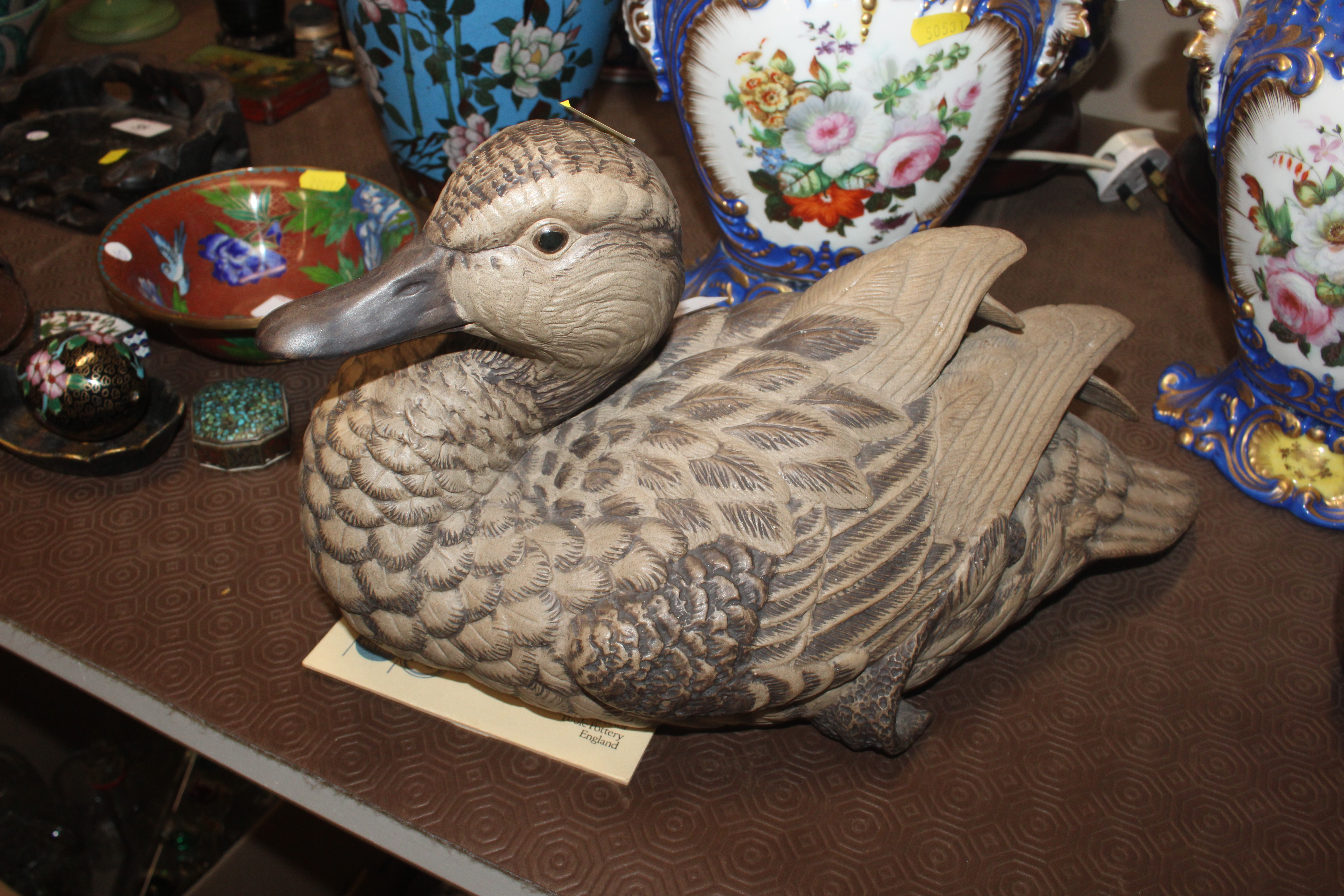 A stoneware figure of a mallard modelled and sculp - Image 3 of 6