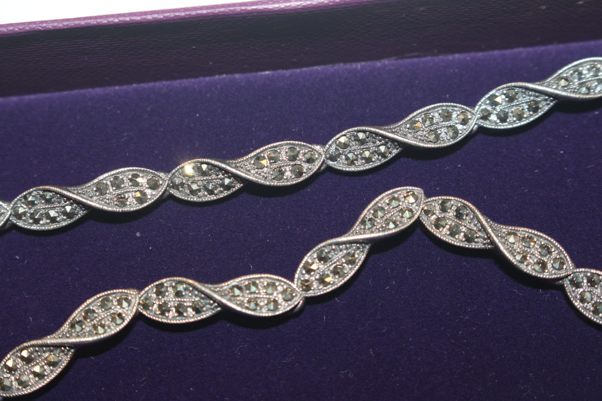 A large Sterling silver and marcasite and cultured - Image 3 of 5