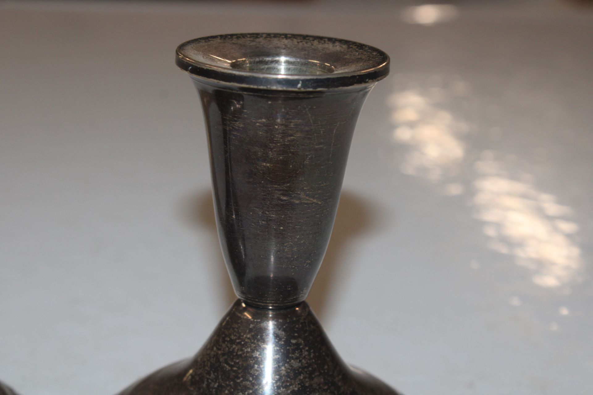 A pair of Sterling silver candlesticks with weight - Image 3 of 4