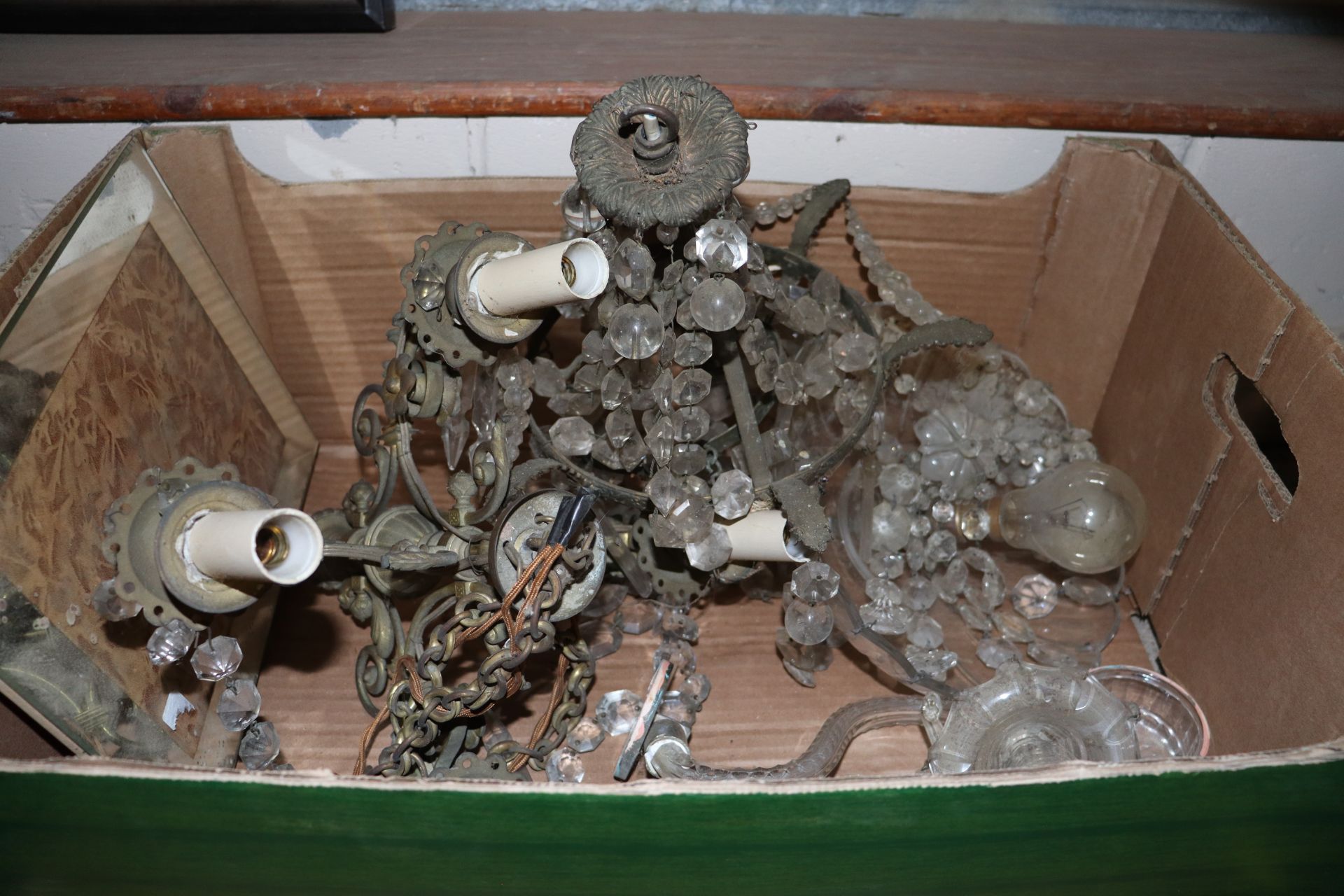 Two boxes of miscellaneous chandelier drops and pa - Image 3 of 4