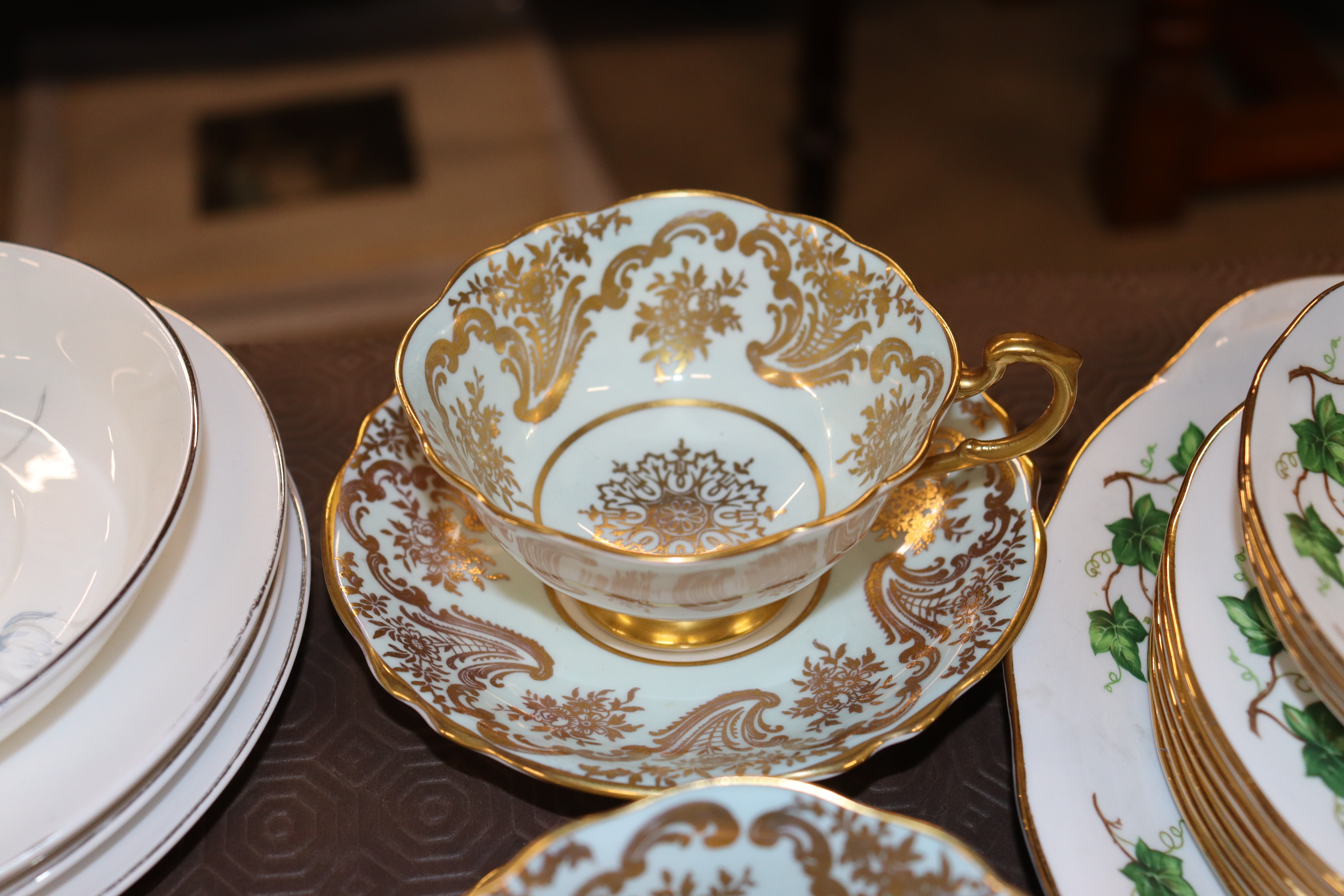 A quantity of gilt decorated tea ware; and Three C - Image 9 of 12