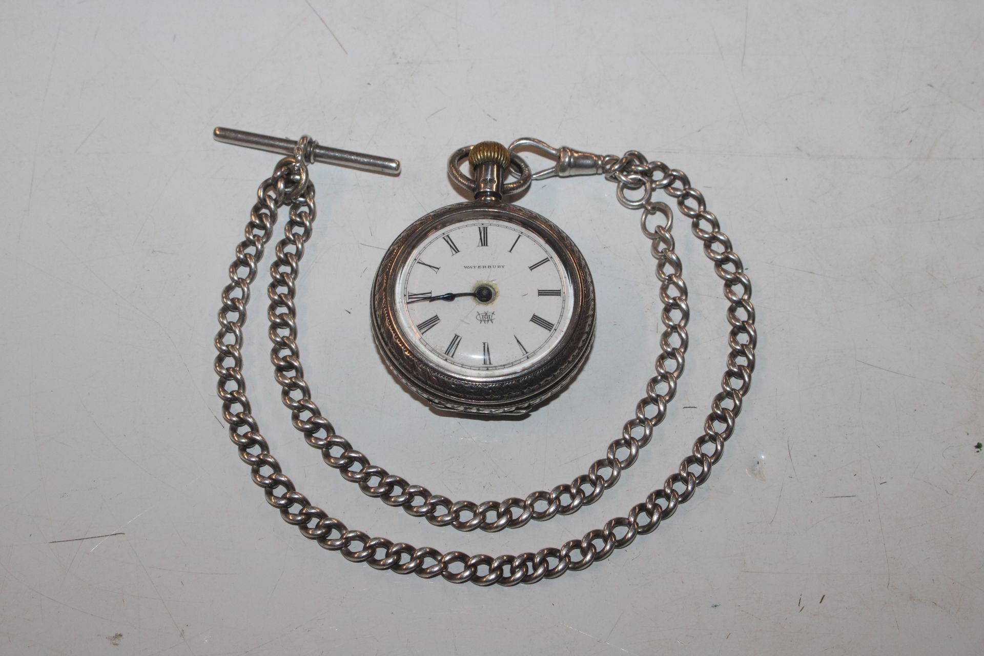 A Waterbury watch Co. silver cased pocket watch an