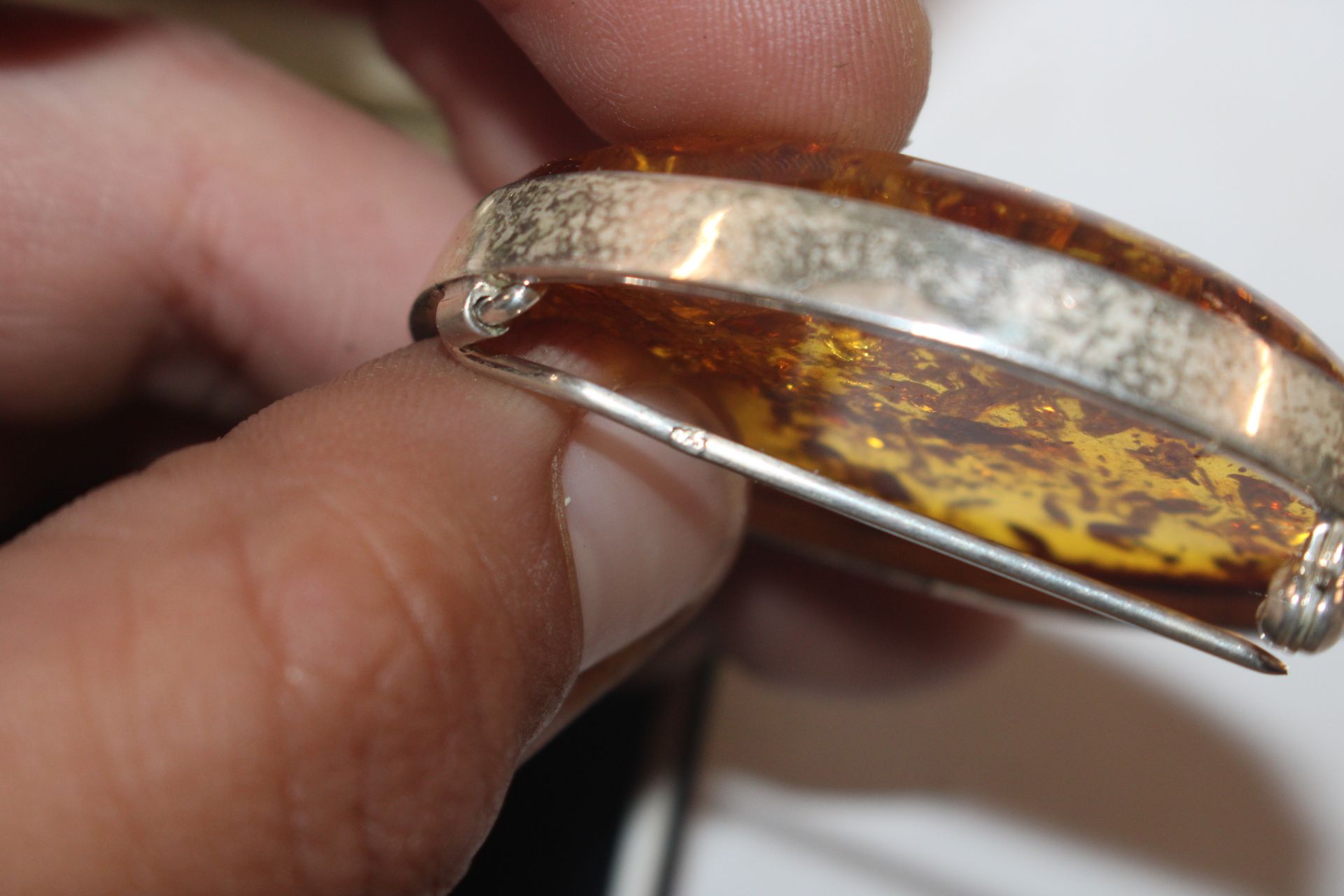 A large Sterling silver and amber brooch, approx. - Image 4 of 4