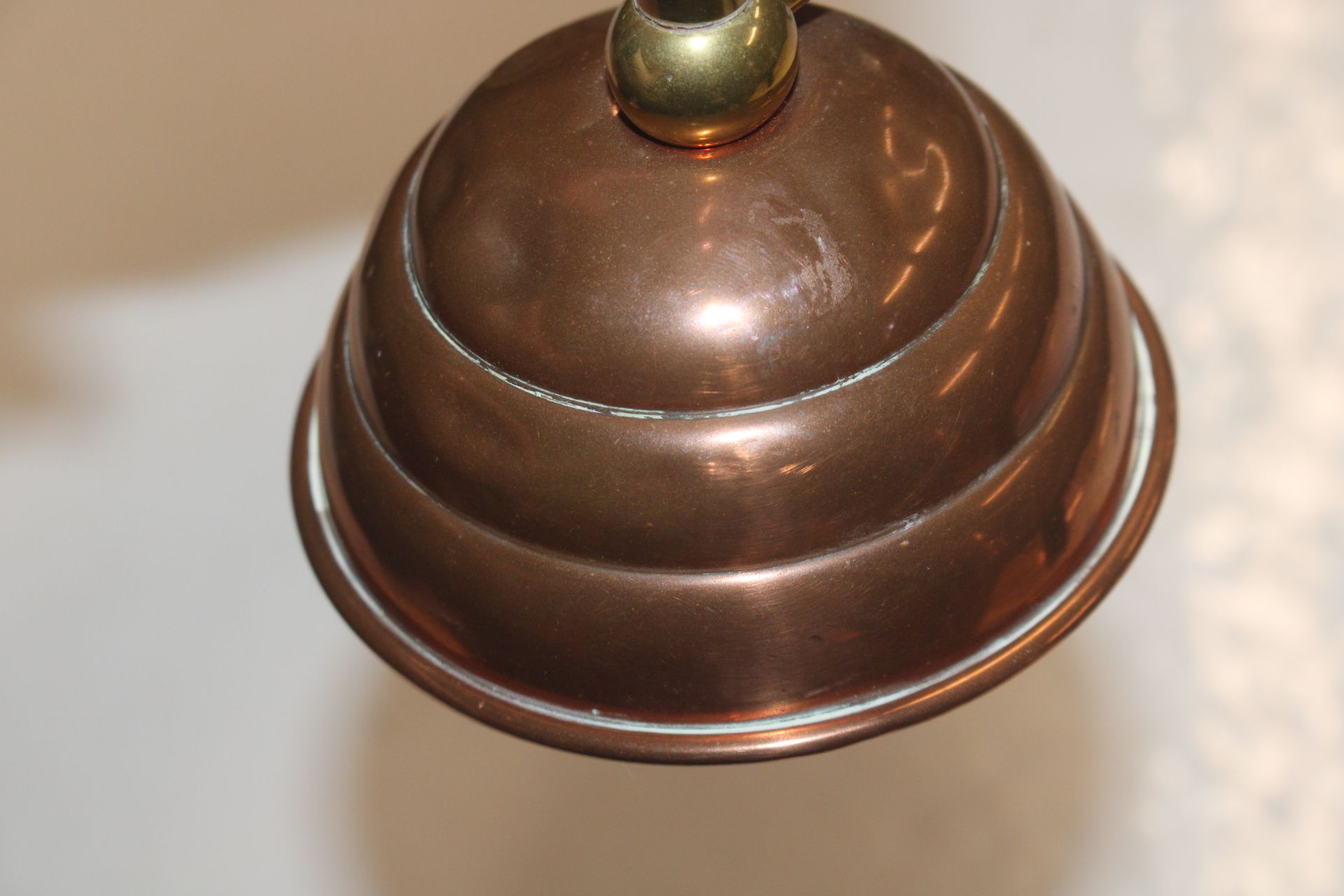 A pair of late Victorian brass and copper candlest - Image 6 of 9