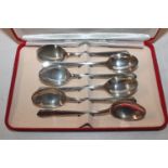 A cased set of six silver teaspoons