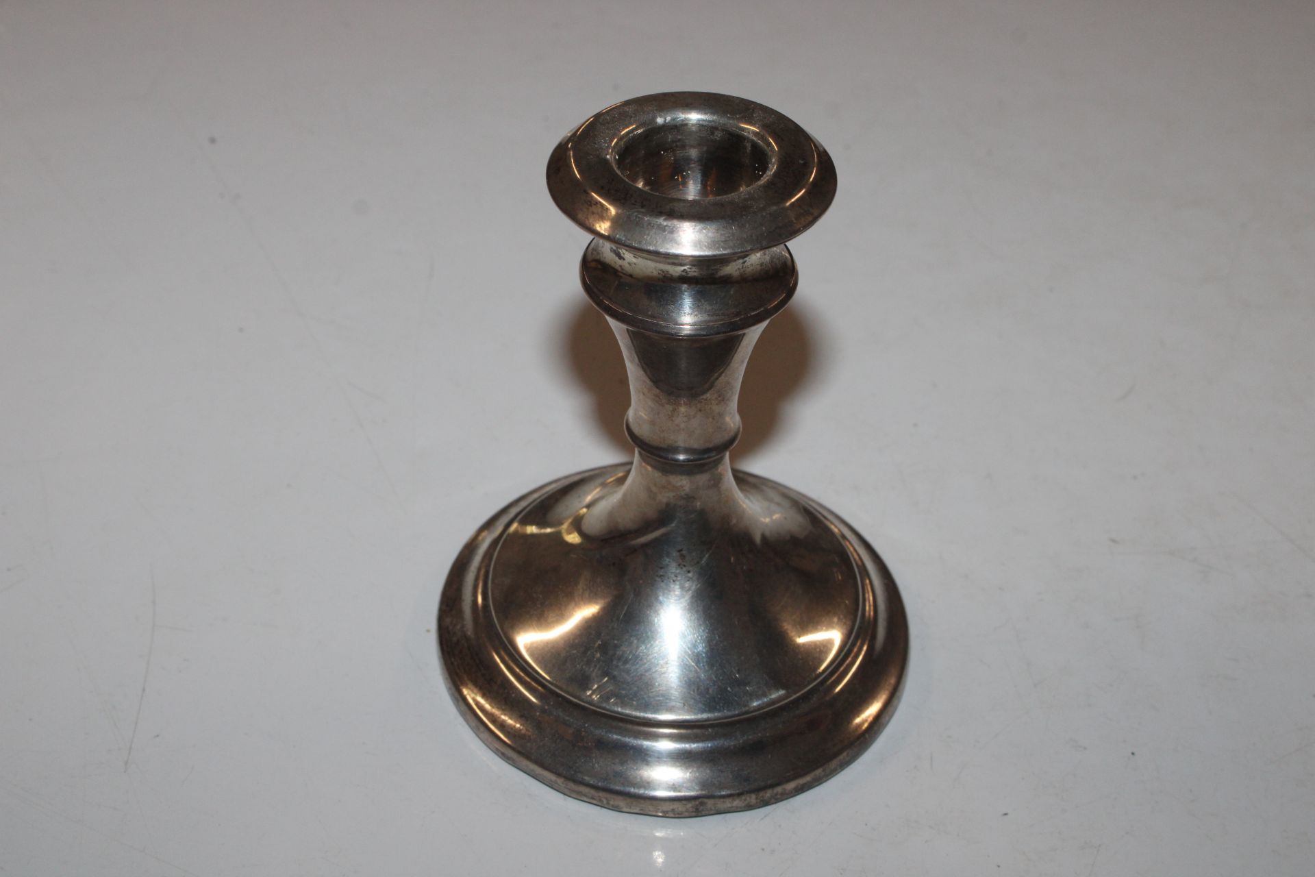 A single silver candlestick with weighted base; a - Image 5 of 27