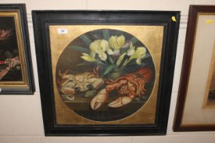 W.J. Leggett, watercolour still life study of a crab and lobster