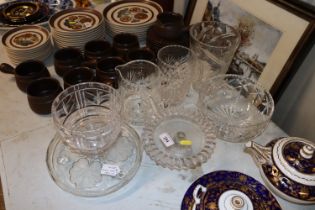 Various cut glass vases, fruit bowl, comports, wat