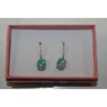 A pair of Sterling silver opal and cubic zirconia drop earrings