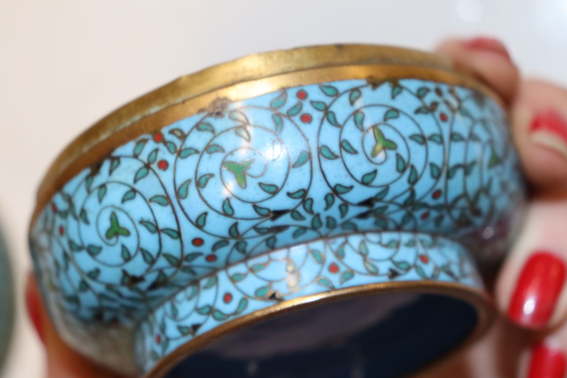 A late 19th Century light blue Chinese cloisonné c - Image 7 of 7