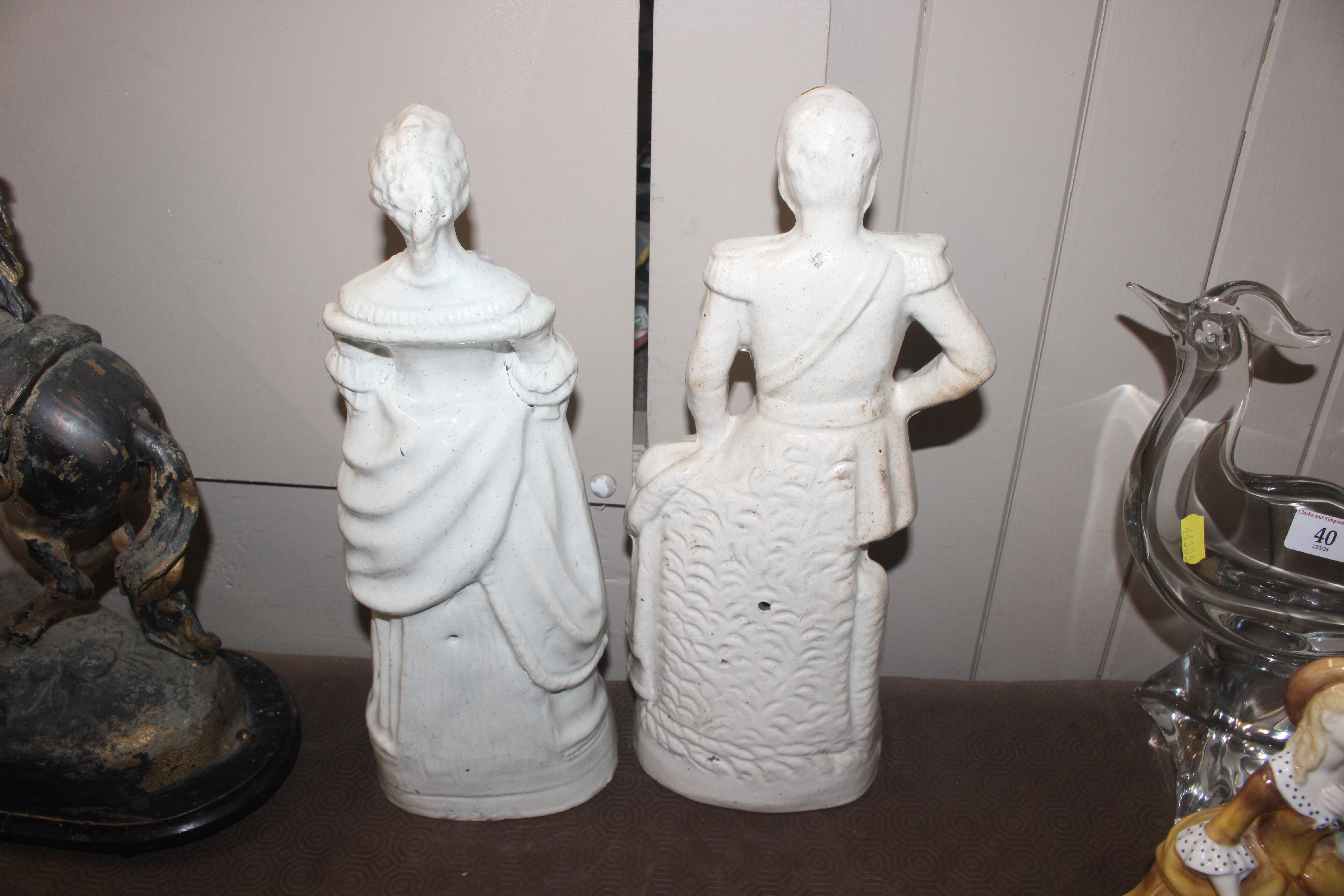 A pair of white glazed Staffordshire figures of Qu - Image 2 of 2