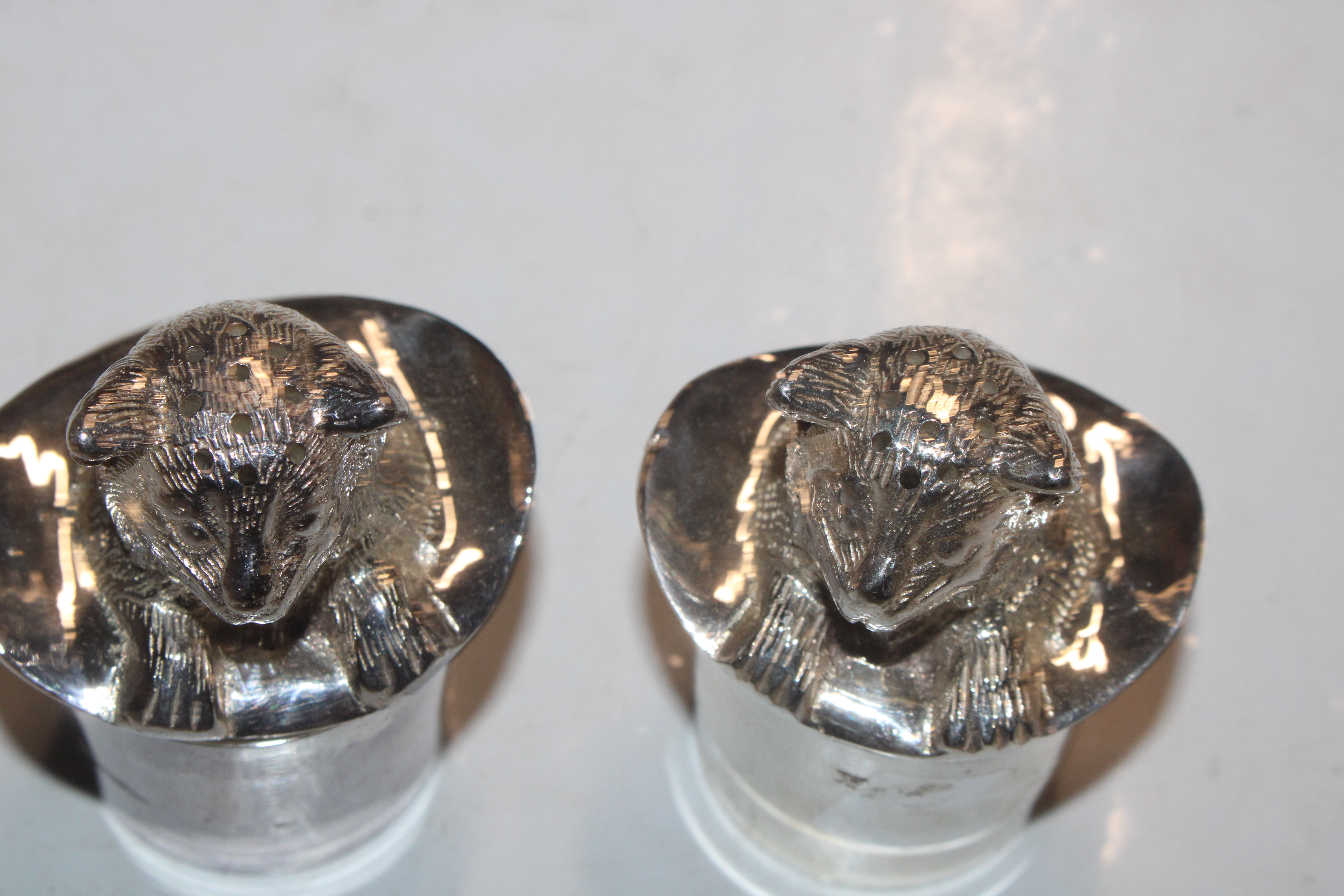 A pair of silver plated "Cat In The Hat" salt and - Image 2 of 4