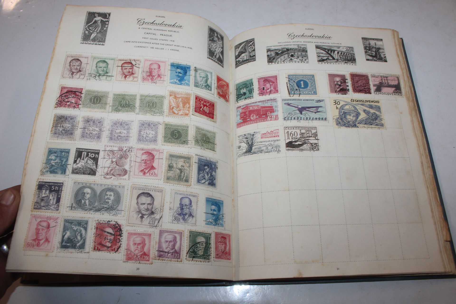 A box containing an album of stamps, various loose - Image 13 of 27