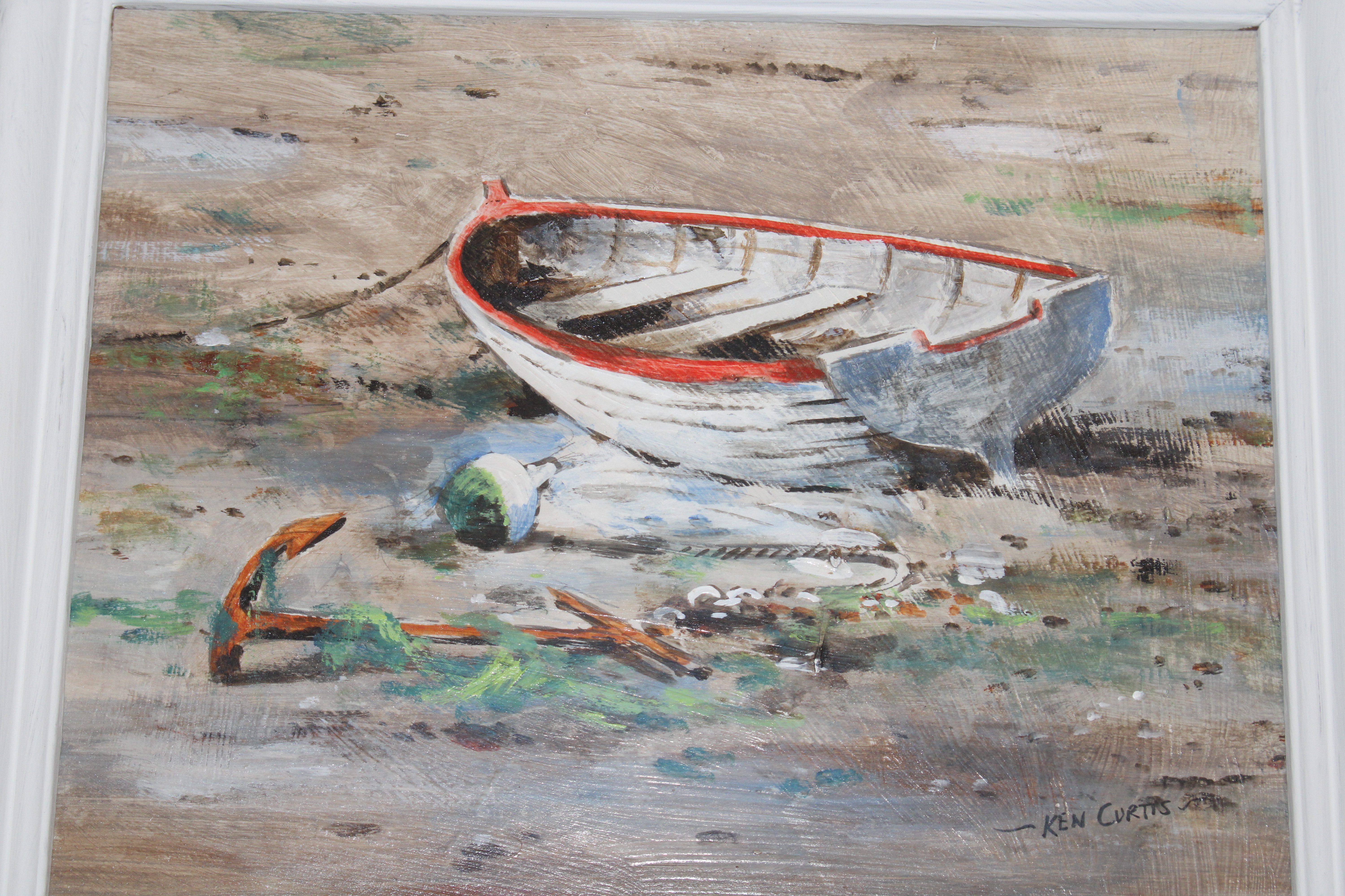 Ken Curtis, acrylic "Dinghy At Pin Mill" - Image 2 of 3