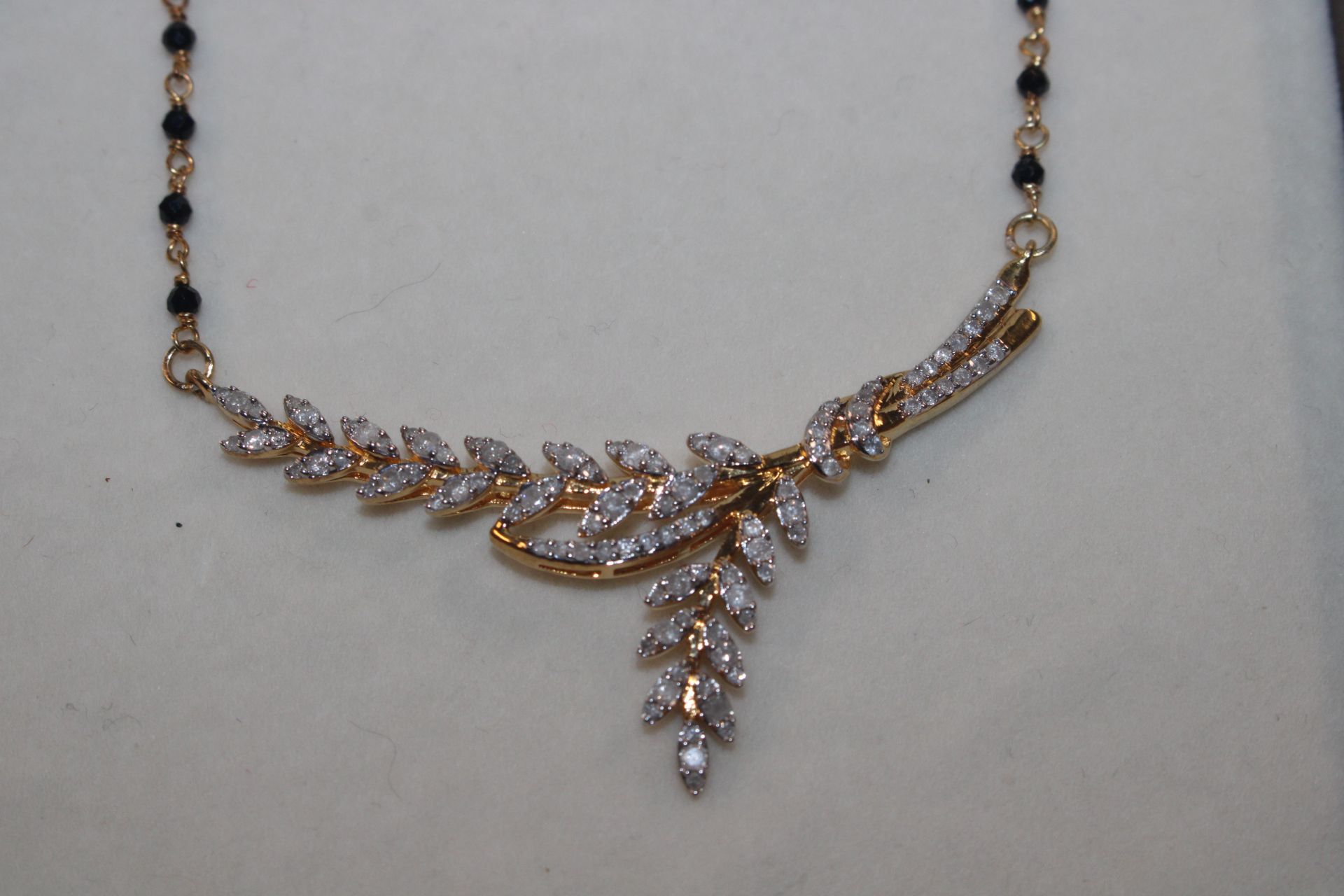 A Sterling silver gilt sapphire and diamond neckla - Image 2 of 7