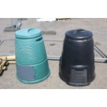 Two plastic compost bins
