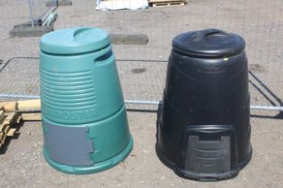 Two plastic compost bins