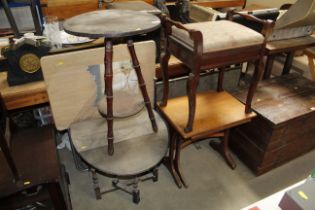 A folding table, a drop leaf table, a circular tab