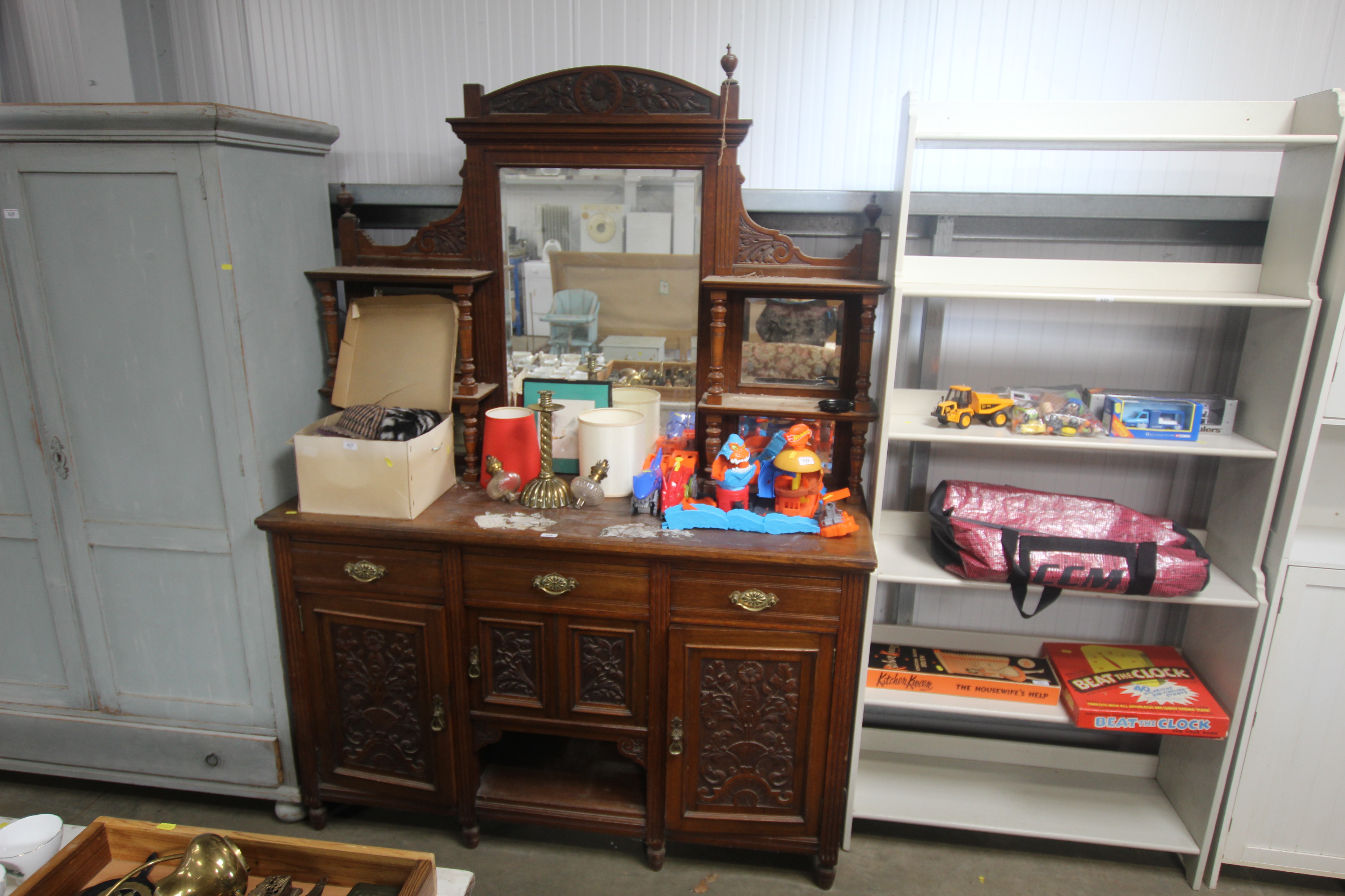 A late Victorian mahogany mirror back sideboard