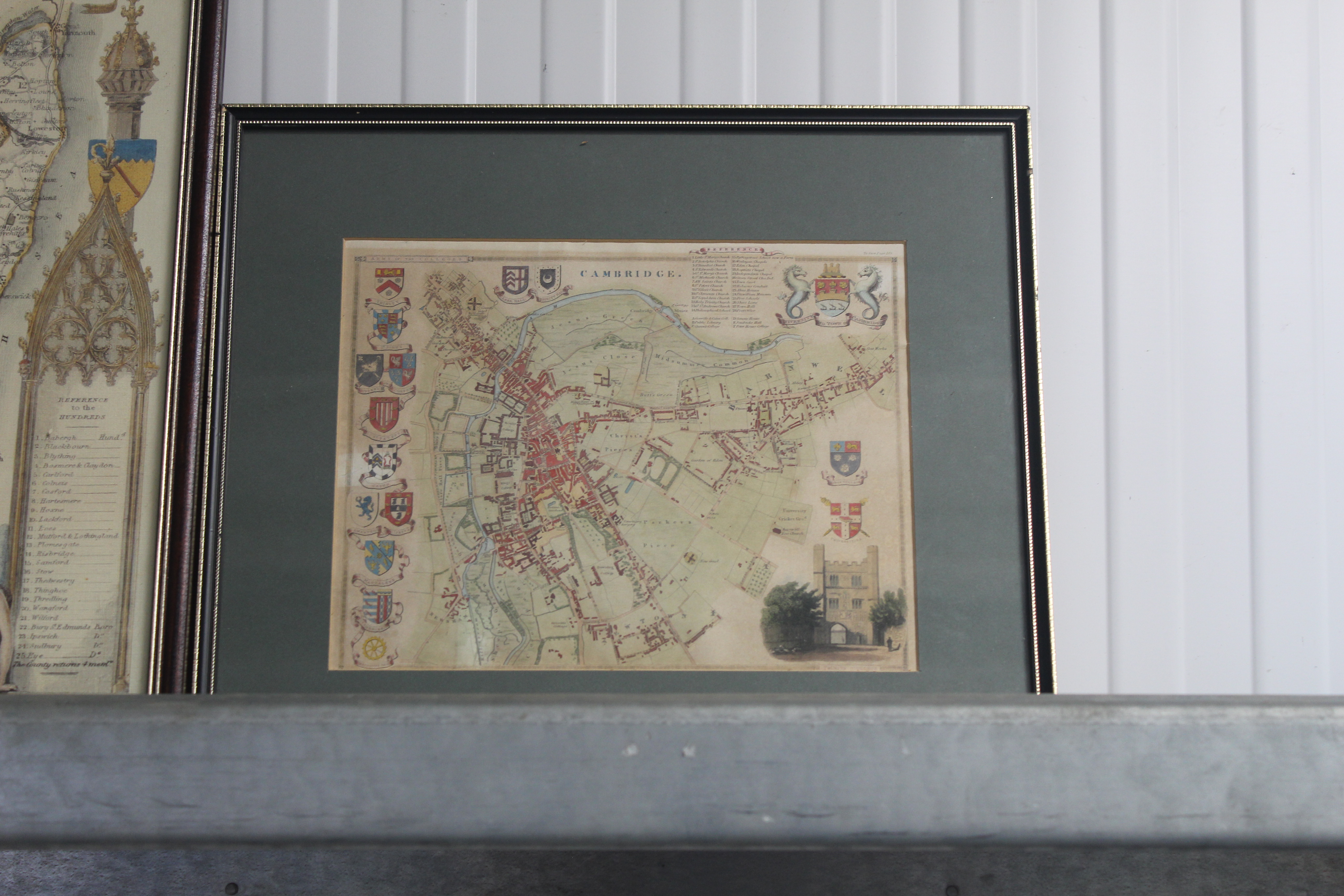 Two framed maps of Suffolk and another of Cambridg - Image 2 of 4