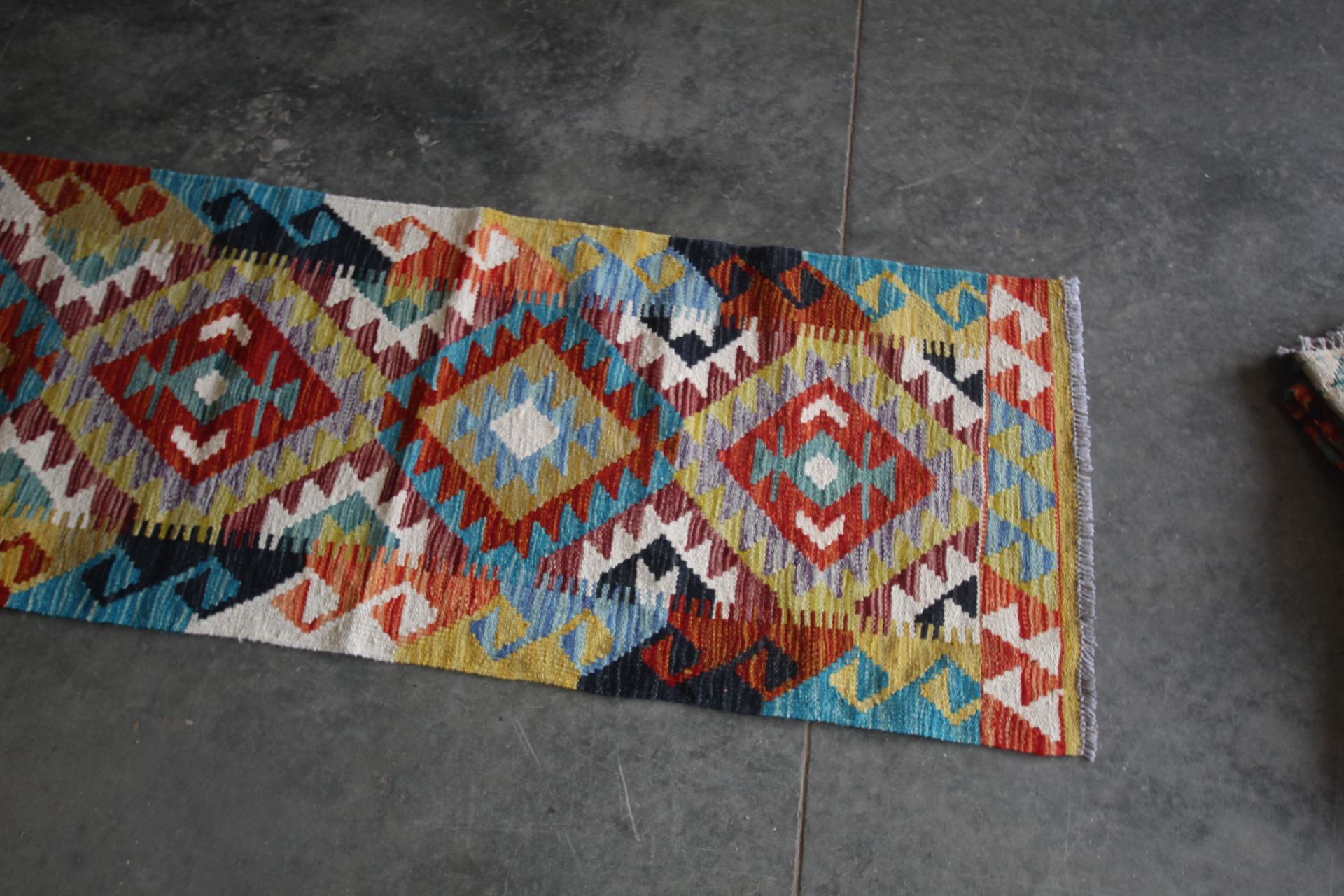 An approx. 6'8" x 1'11" Chobi Kilim runner - Image 2 of 4