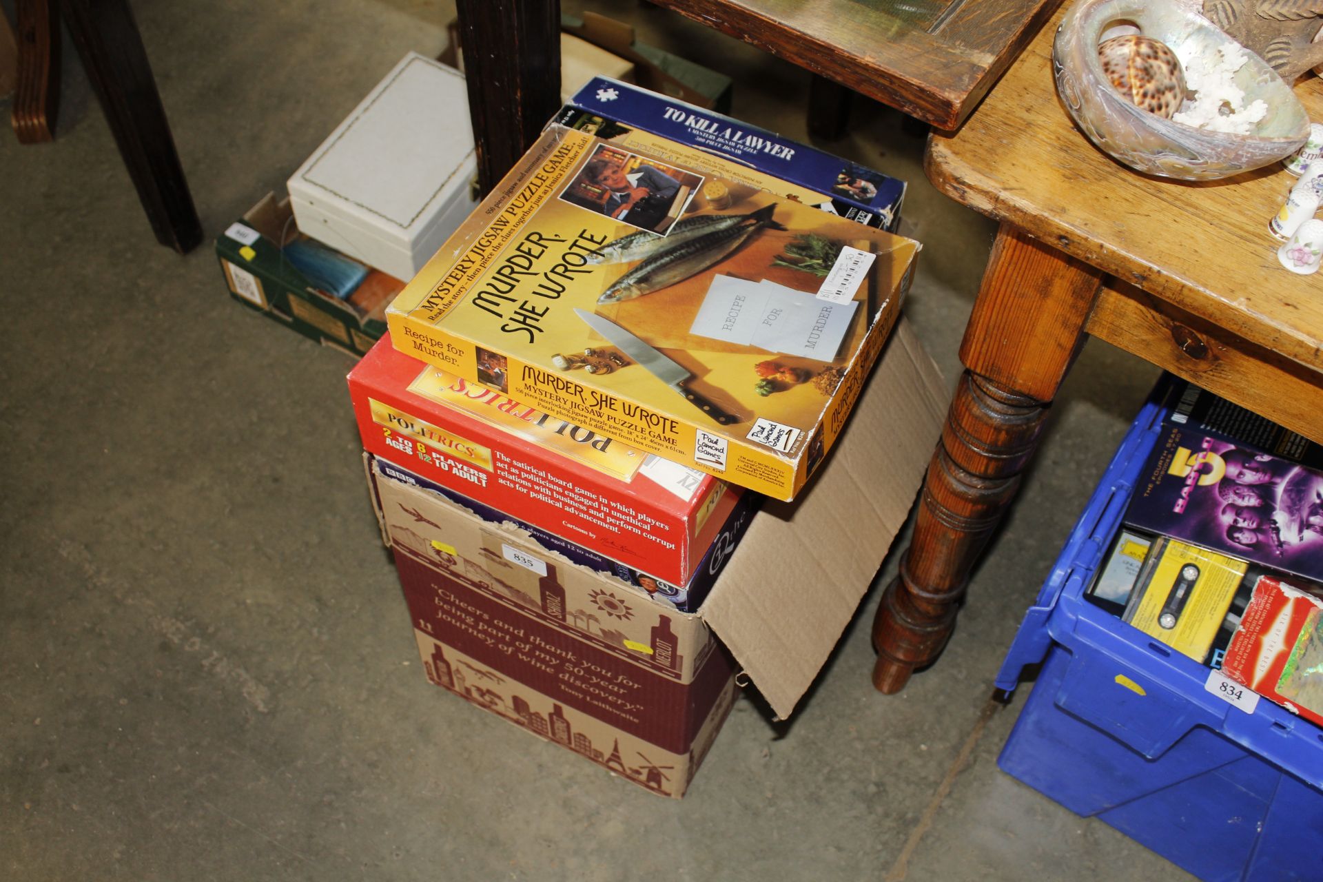 A box of board games