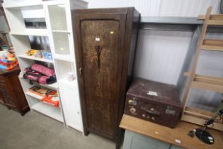 An oak veneered single wardrobe