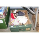 A box containing collectors dolls, vintage pinball