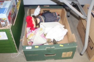A box containing collectors dolls, vintage pinball