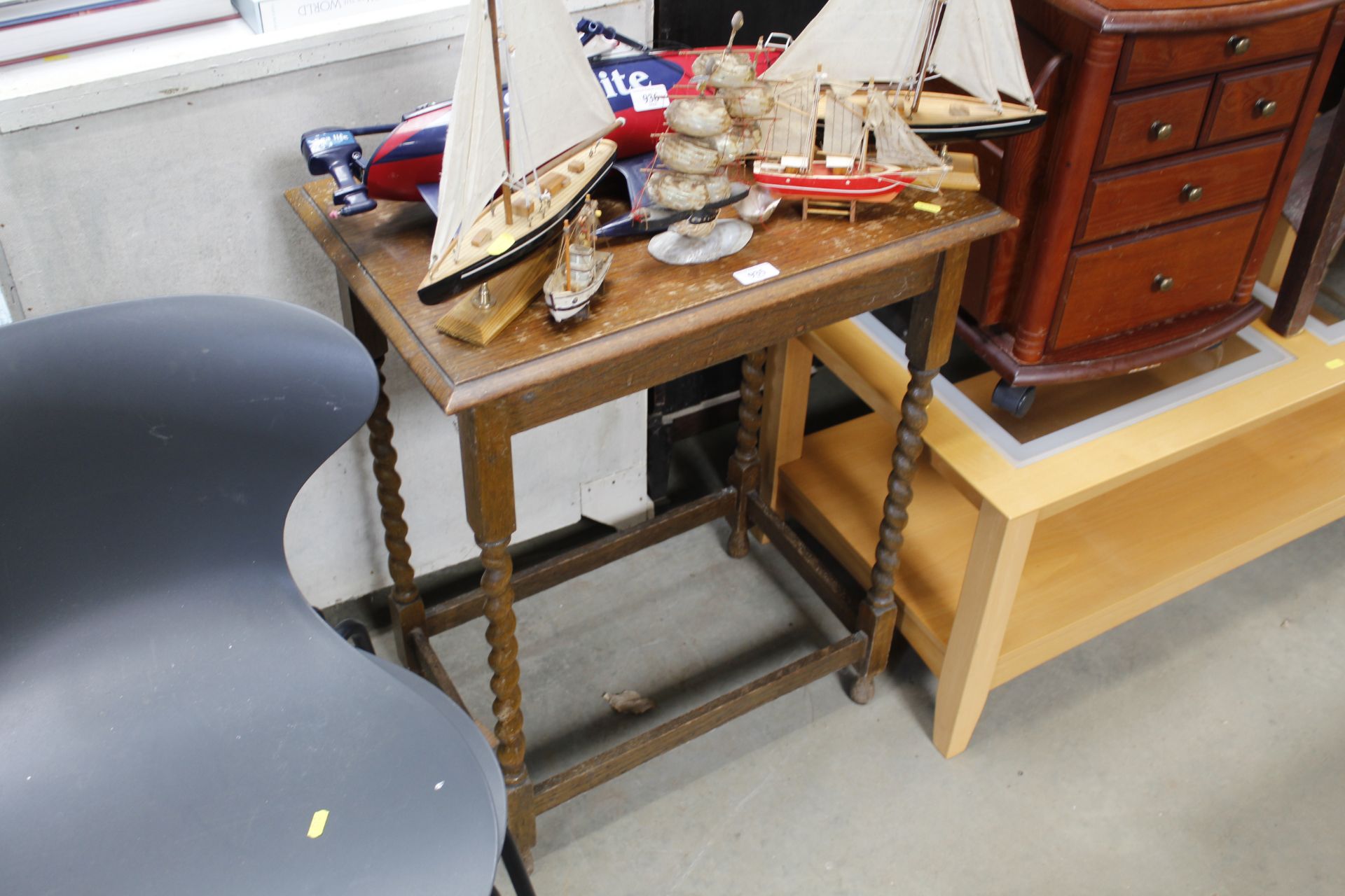 An oak barley twist occasional table