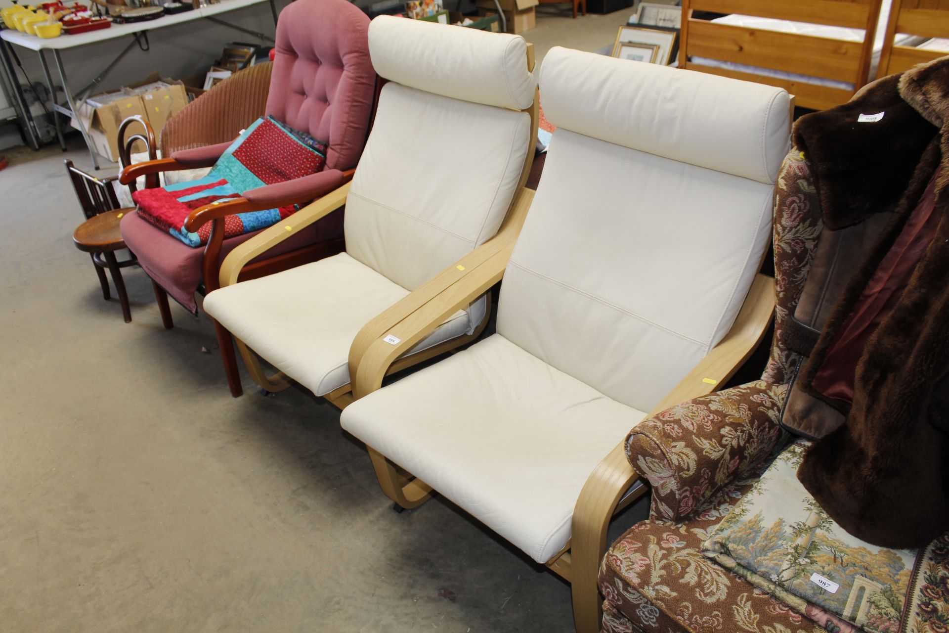 A pair of bentwood armchairs
