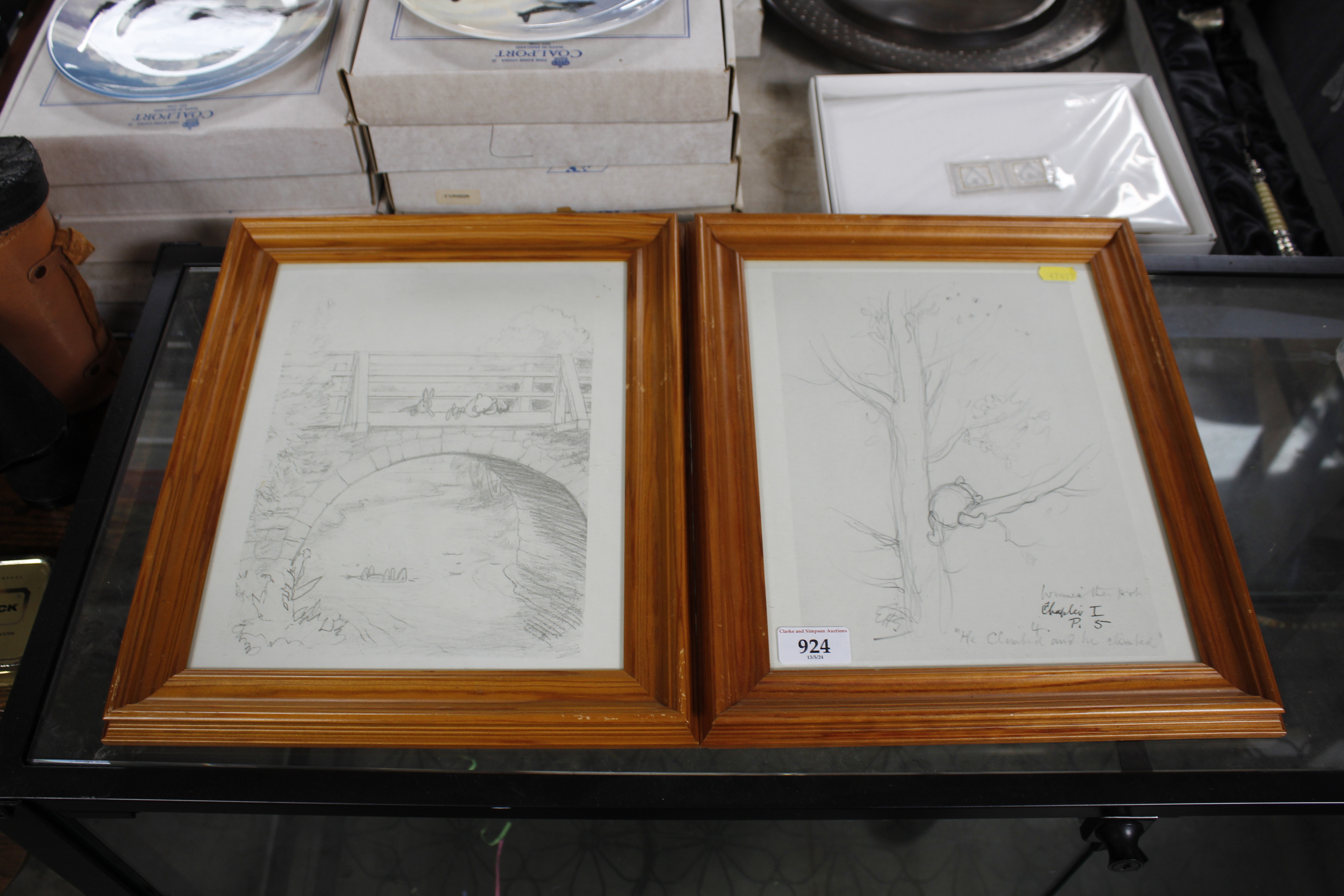 Two pine framed 'Winnie The Pooh' prints